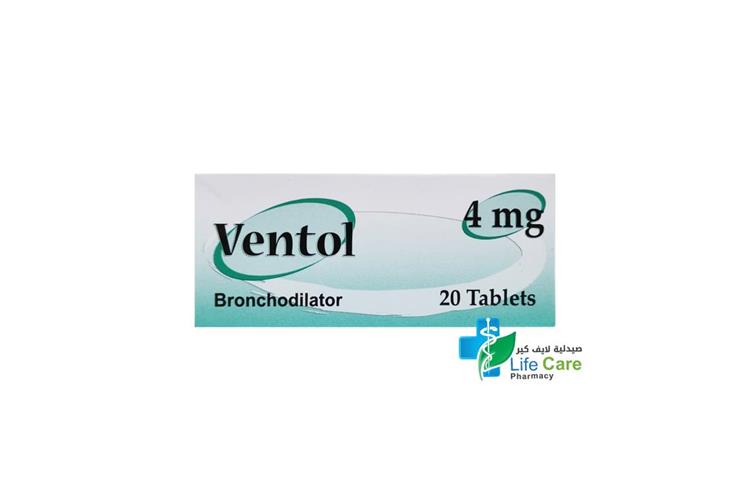 VENTOL  4MG 20 TABLETS - Life Care Pharmacy