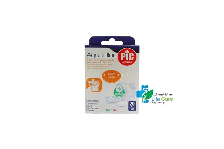 PIC PLASTERS AQUABLOC MIX ANTIBACTER 20 PCS - Life Care Pharmacy
