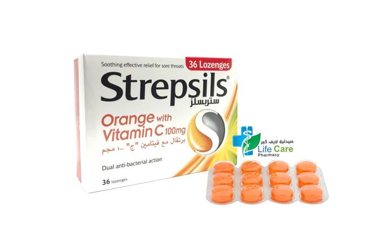 STREPSILS ORANGE VITAMIN C 36 LOZENGES - Life Care Pharmacy