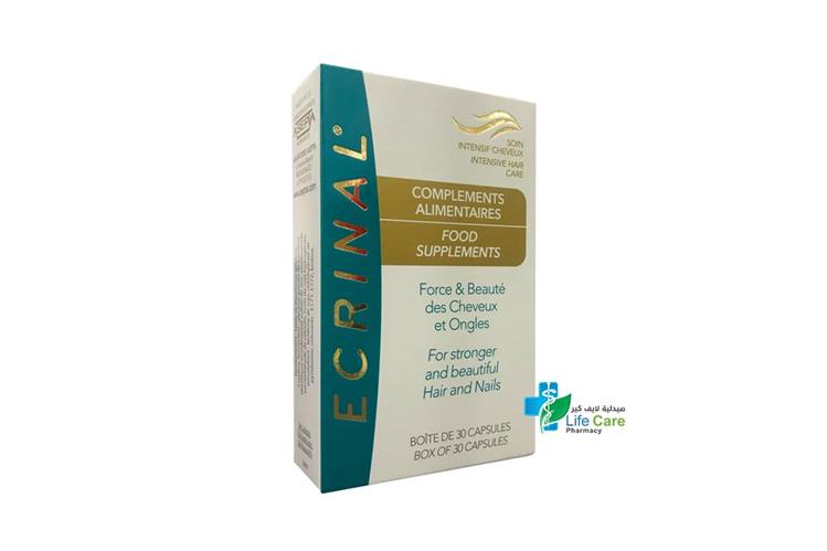 ECRINAL FOR STRONG HAIR AND NAIL 30 CAPSULES - صيدلية لايف كير