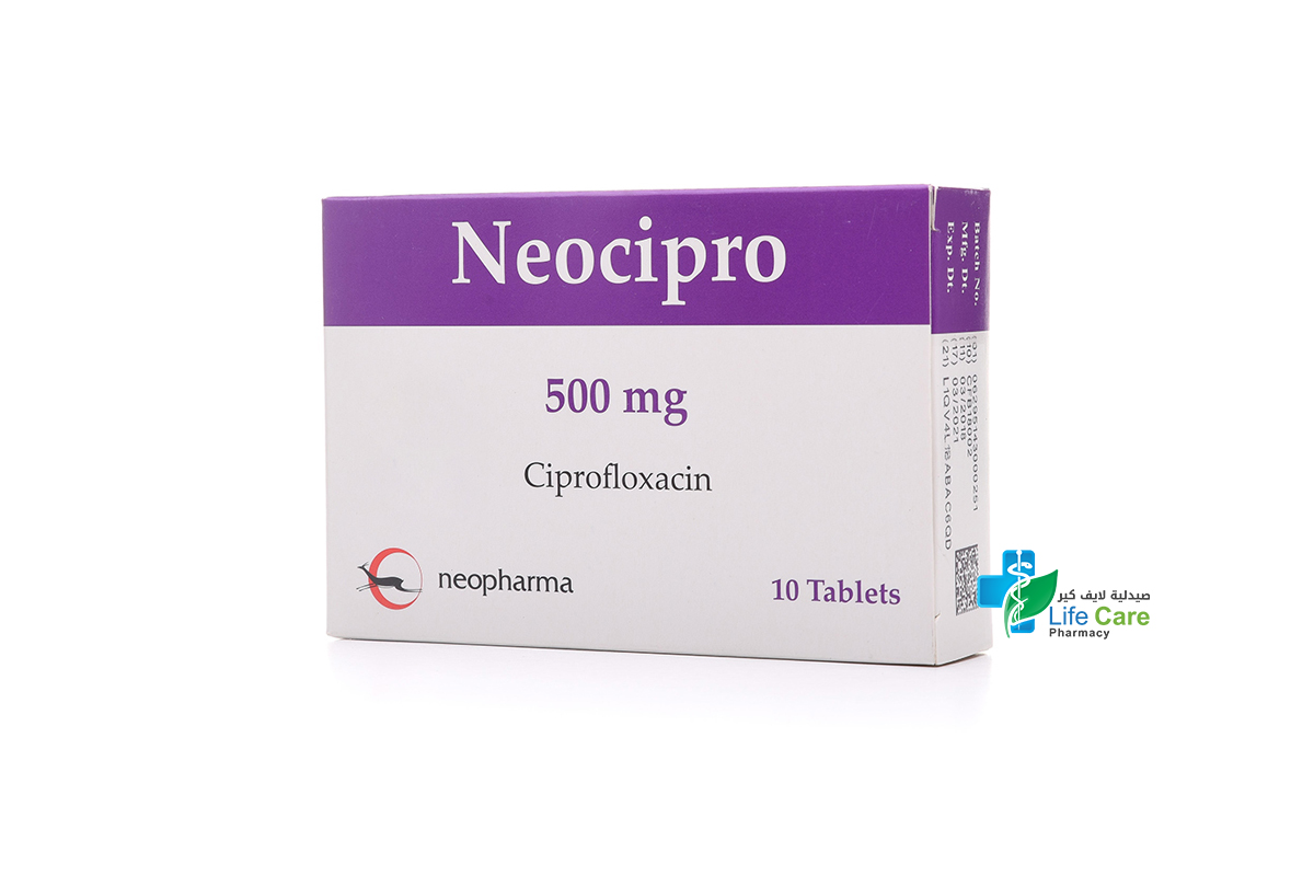 NEOCIPRO 500GM 10 TABLETS - صيدلية لايف كير