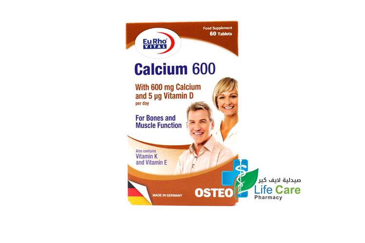 EURHO VITAL CALCIUM 600MG 60 TABLETS - Life Care Pharmacy