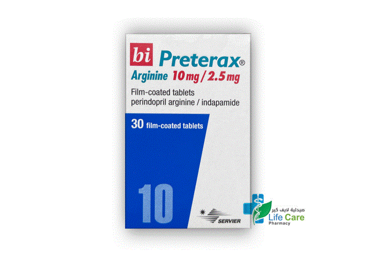 BI PRETERAX ARGININE 10MG 2.5MG 30 TABLETS - Life Care Pharmacy