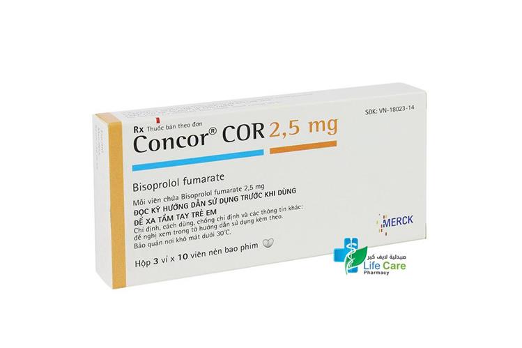 CONCOR COR 2.5 MG 30 TABLETS - Life Care Pharmacy