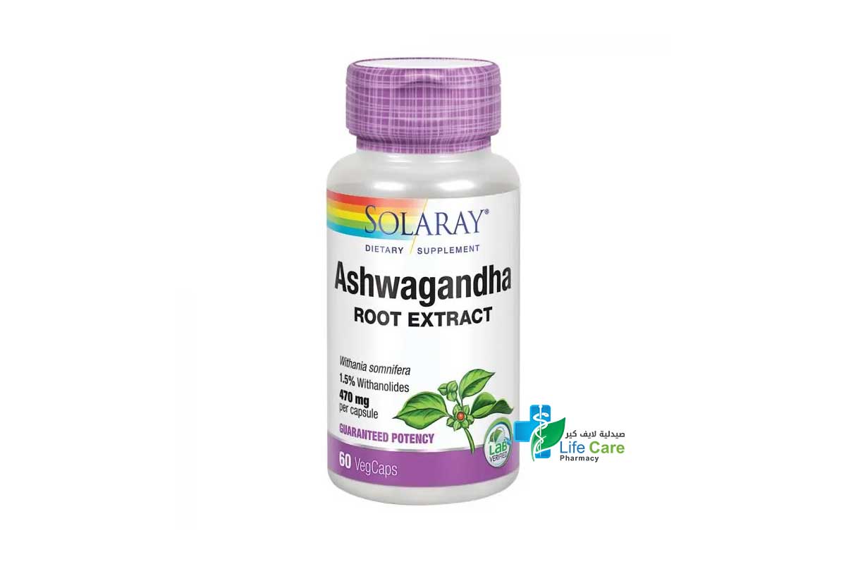 SOLARAY ASHWAGANDHA 60 CAPSULES - Life Care Pharmacy