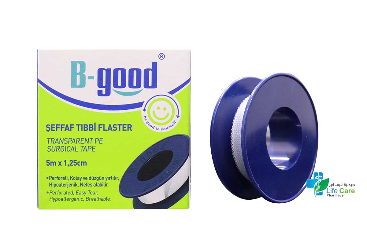 B GOOD TRANSPARENT PE SURGICAL TAPE 5M X 1.25CM - Life Care Pharmacy