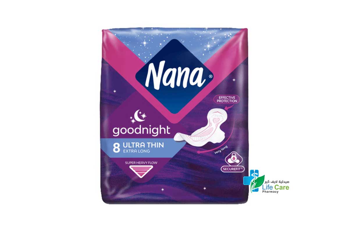 NANA GOOD NIGHT ULTRA THIN EXTRA LONG 8 PADS - Life Care Pharmacy