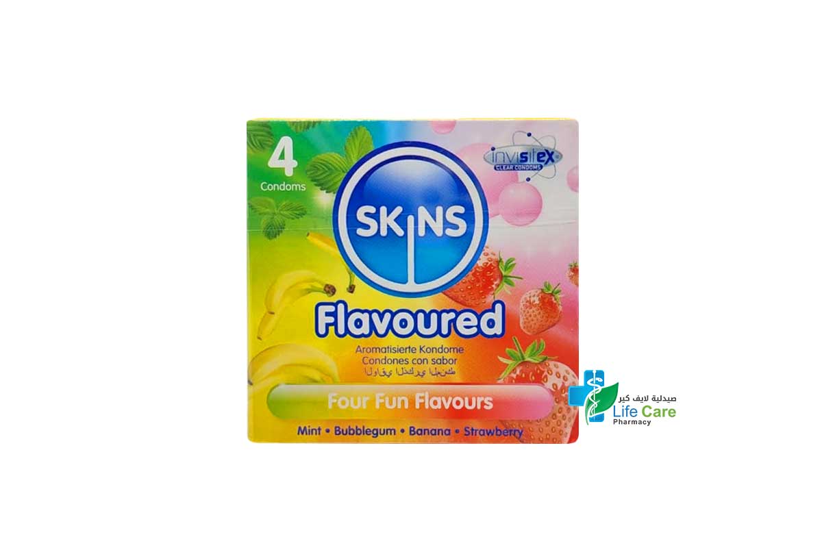 SKINS FLAVOURED 4 CONDOMS - Life Care Pharmacy
