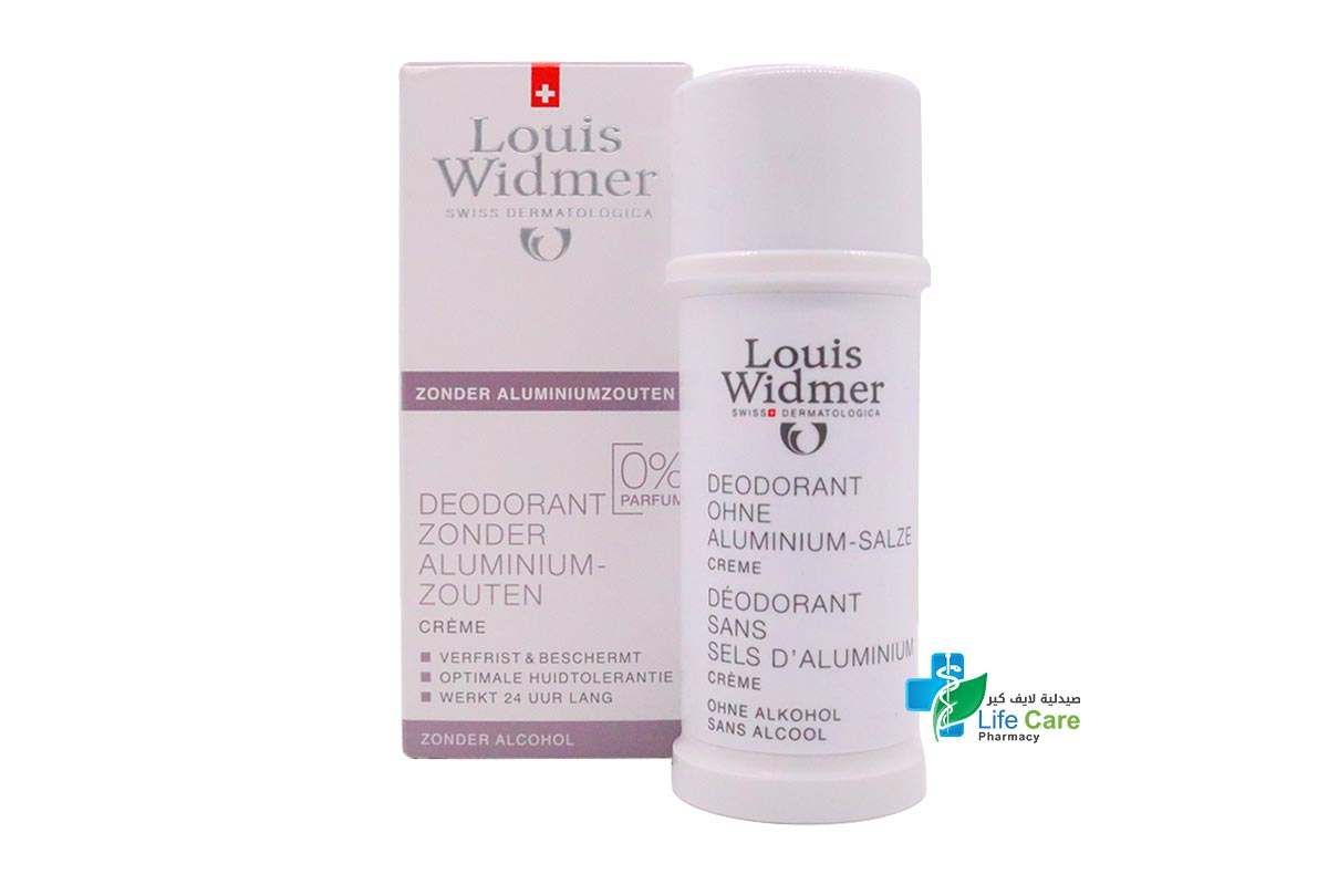 LOUIS WIDMER DEO ALUMINIUM ZOUTEN 0% PARFUM CREAM 40 ML - Life Care Pharmacy
