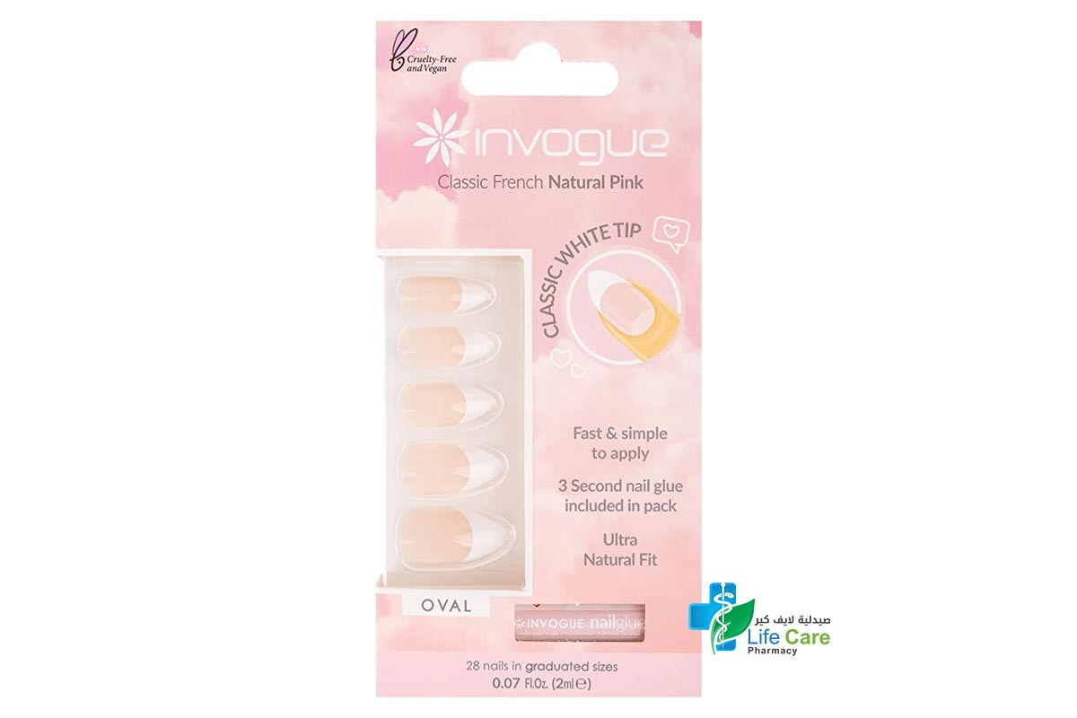 INVOGUE NATURAL PINK OVAL 28 NAILS - Life Care Pharmacy