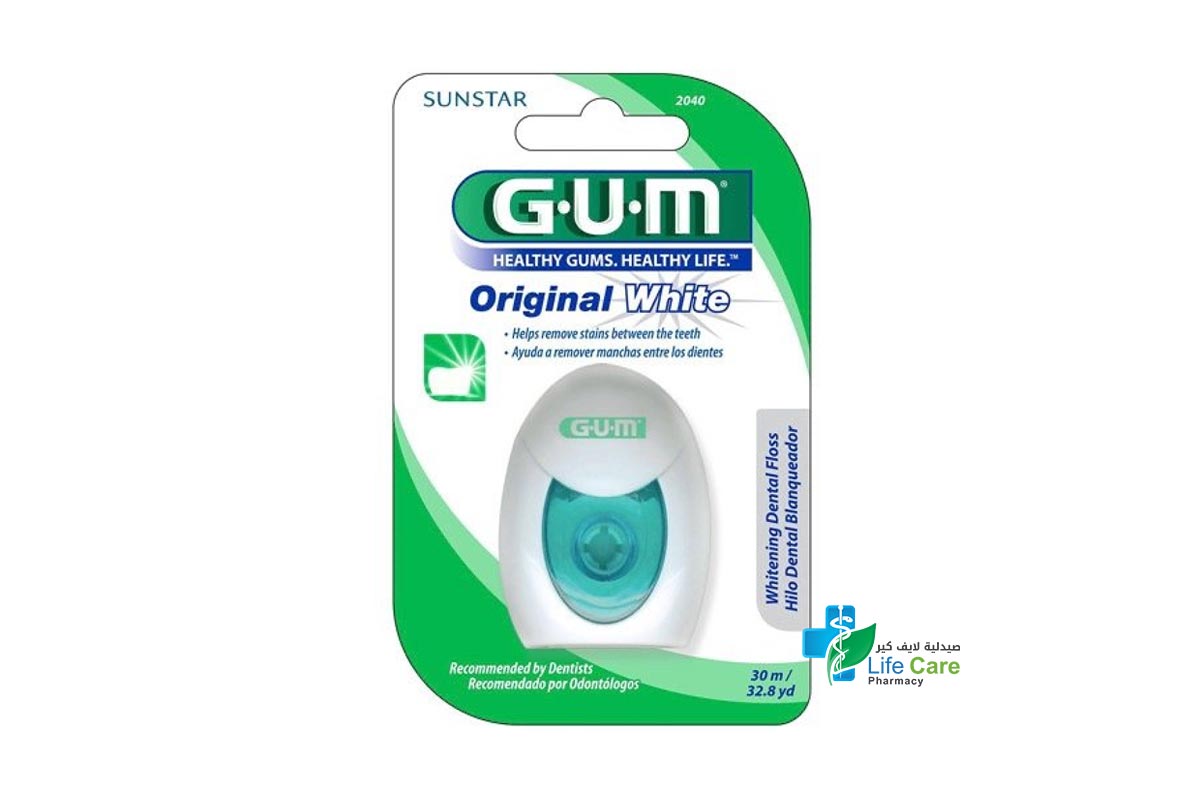 GUM ORIGINAL WHITE PLUS FLUORIED WAXED 30M 2040 - Life Care Pharmacy