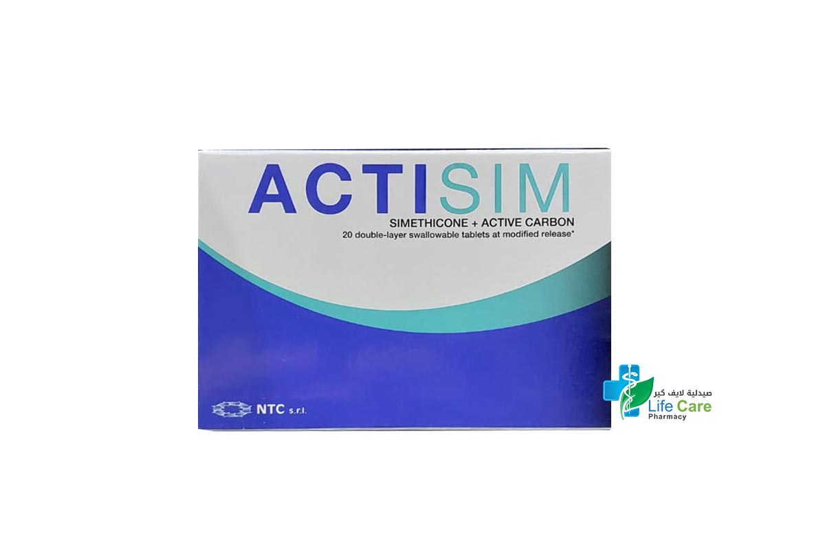 ACTISIM ACTIVE CARBON 20 TABLETS - Life Care Pharmacy