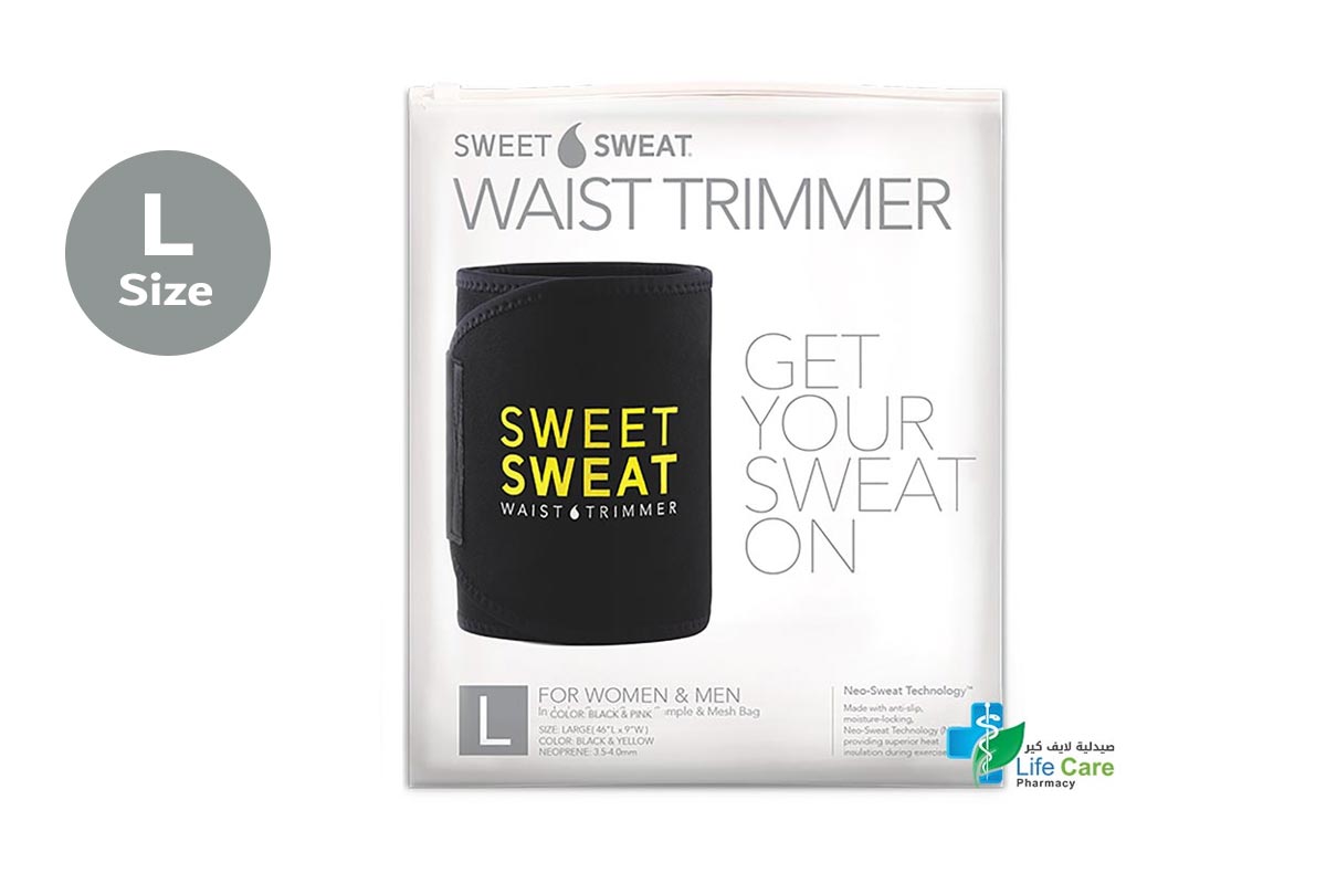 SWEET SWEAT WAIST TRIMMER BLACK AND YELLOW LARGE - صيدلية لايف كير