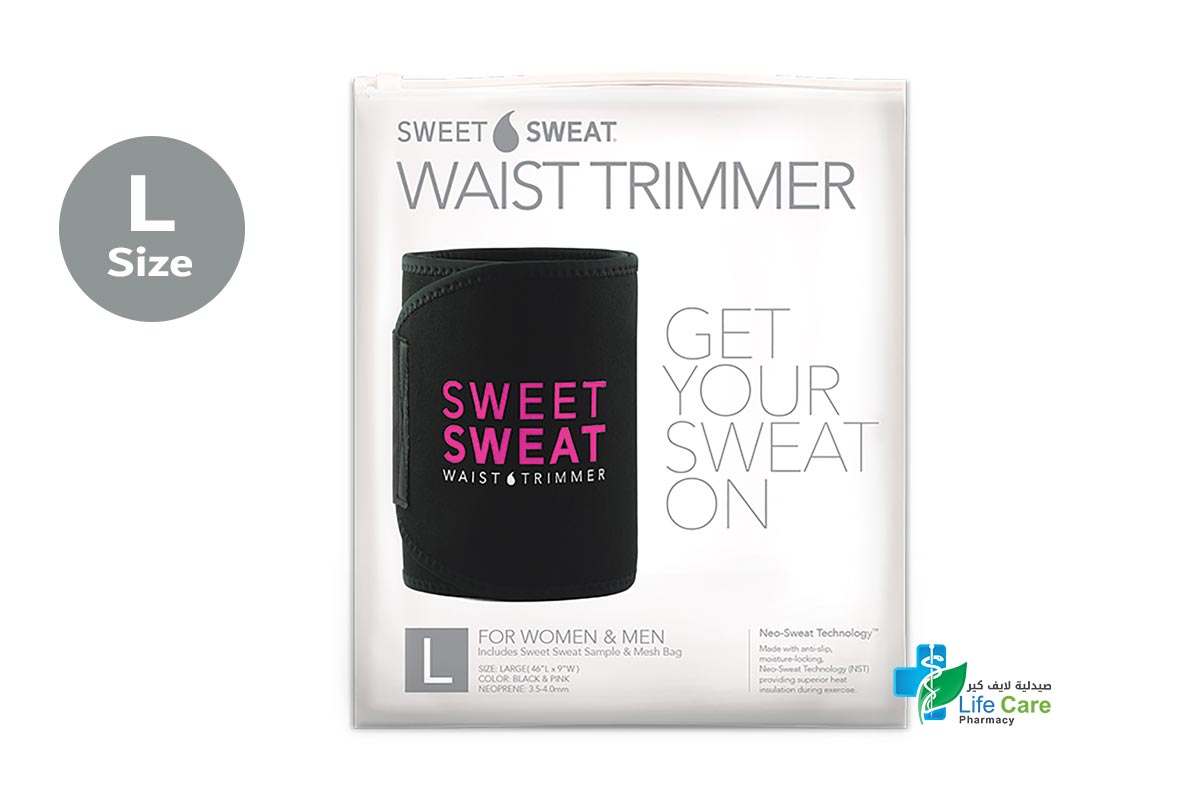 SWEET SWEAT WAIST TRIMMER BLACK AND PINK LARGE - Life Care Pharmacy