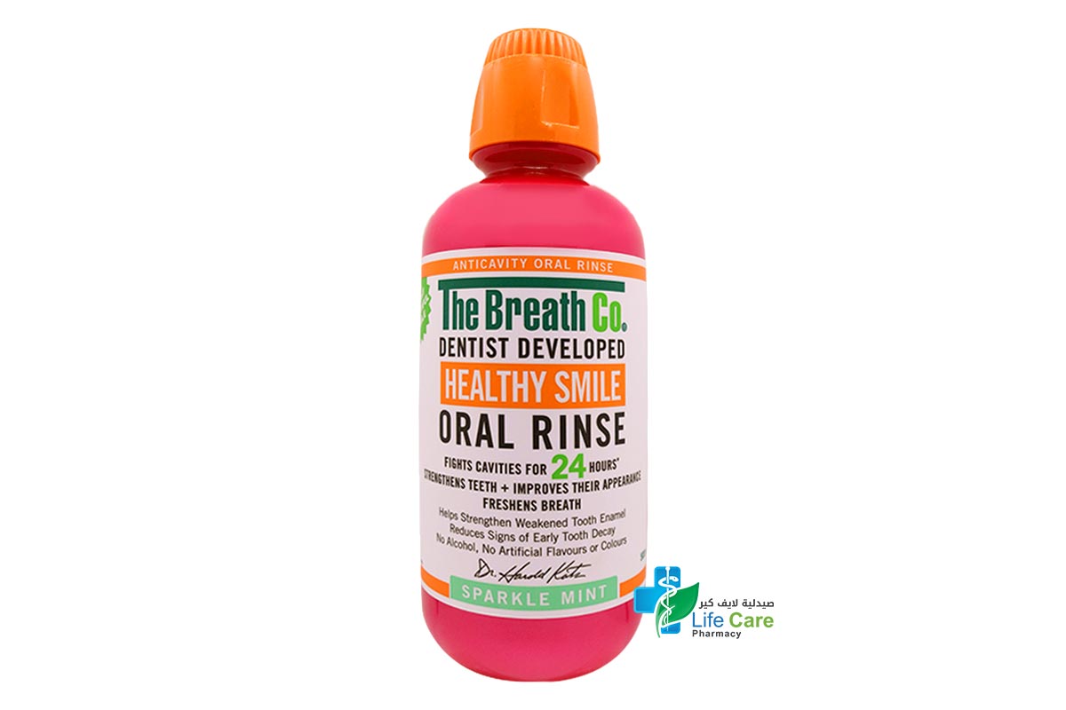 THE BREATH CO SPARKLE MINT HEALTHY SMILE MOUTHWASH 24H 500ML - Life Care Pharmacy