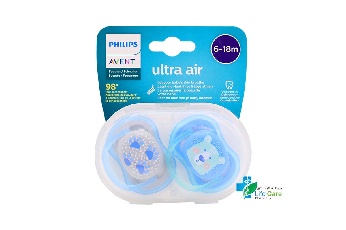 PHILIPS AVENT ULTRA  AIR FREE FLOW SOOTHER 6 TO 18 MONTH - صيدلية لايف كير