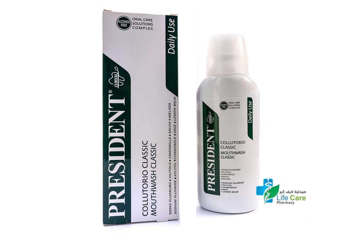 PRESIDENT CLASSIC MOUTHWASH DAILY USE 250 ML - Life Care Pharmacy