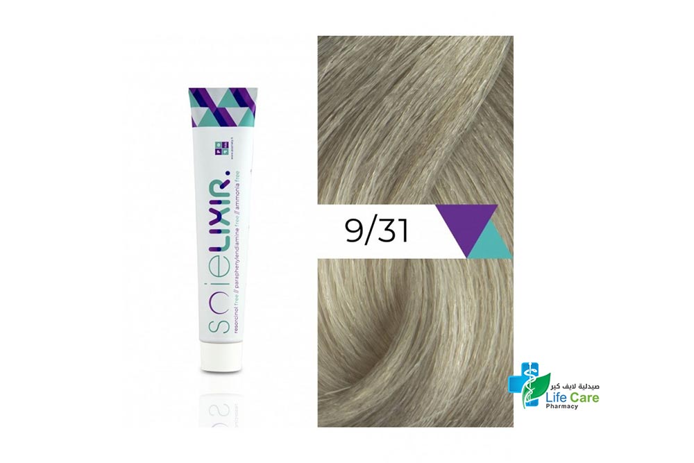 SOIELIXIR AMMONIA FREE HAIR COLOR 9/31 VERY LIGHT ASH GOLD BLONDE 100 ML - Life Care Pharmacy