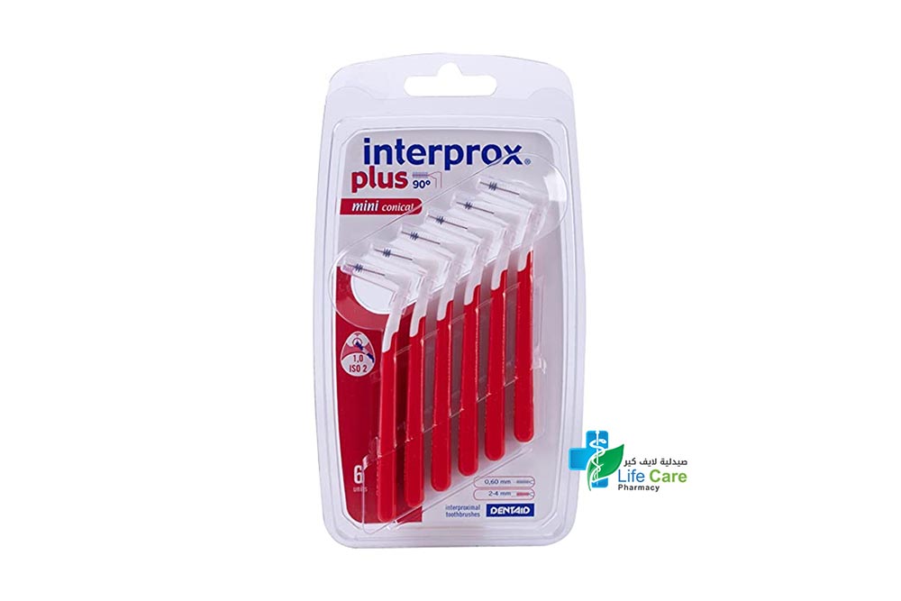 INTERPROX PLUS MINI CONICAL 1.0 RED 6 UNITS - صيدلية لايف كير