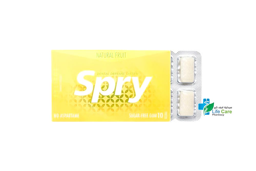 XYLITOL SPRY NATURAL FRUIT 10 GUM - Life Care Pharmacy