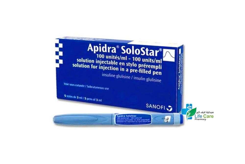 APIDRA SOLOSTAR 100 IU ML SOLUTION FOR INJECTION 3ML 5 PEN - Life Care Pharmacy