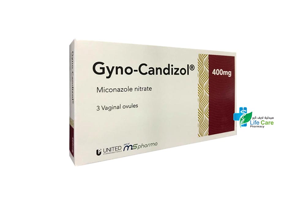GYNO CANDIZOL 400 MG 3 VAGINAL OVULES - Life Care Pharmacy