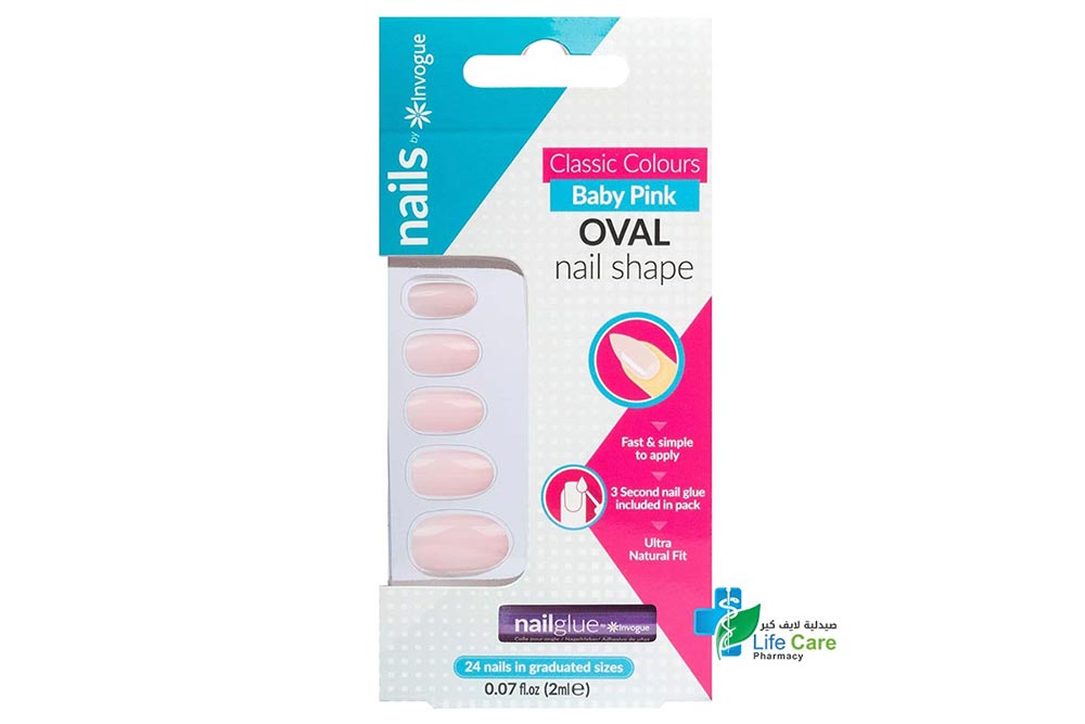 INVOGUE BABY PINK OVAL SHAPE 24 NAILS - Life Care Pharmacy