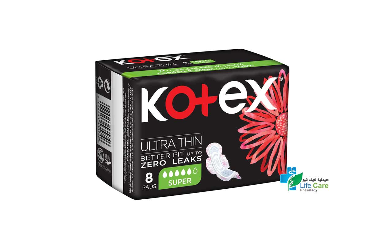 KOTEX ULTRA THIN SUPER 8 PADS - صيدلية لايف كير