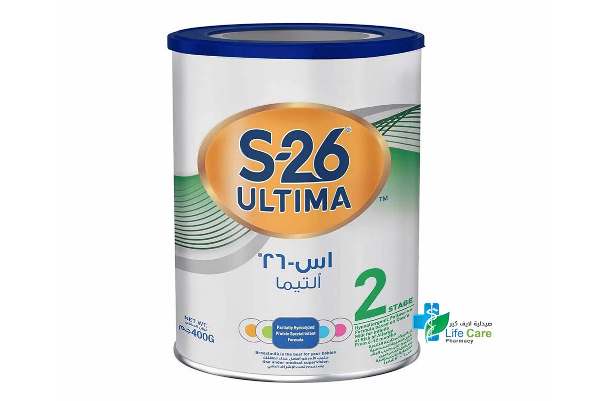 S 26 ULTIMA NO 2 STAGE MILK FROM 6 TO 12 MONTH 400 GM - صيدلية لايف كير