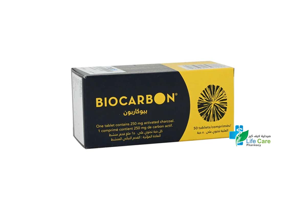 BIOCARBON 250MG 50 TABLETS - Life Care Pharmacy