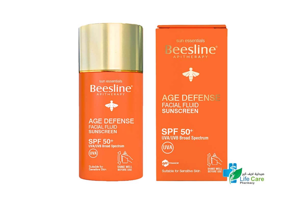BEESLINE AGE DEFENSE FACIAL FLUID SUNSCREEN SPF50 PLUS 40 ML - Life Care Pharmacy