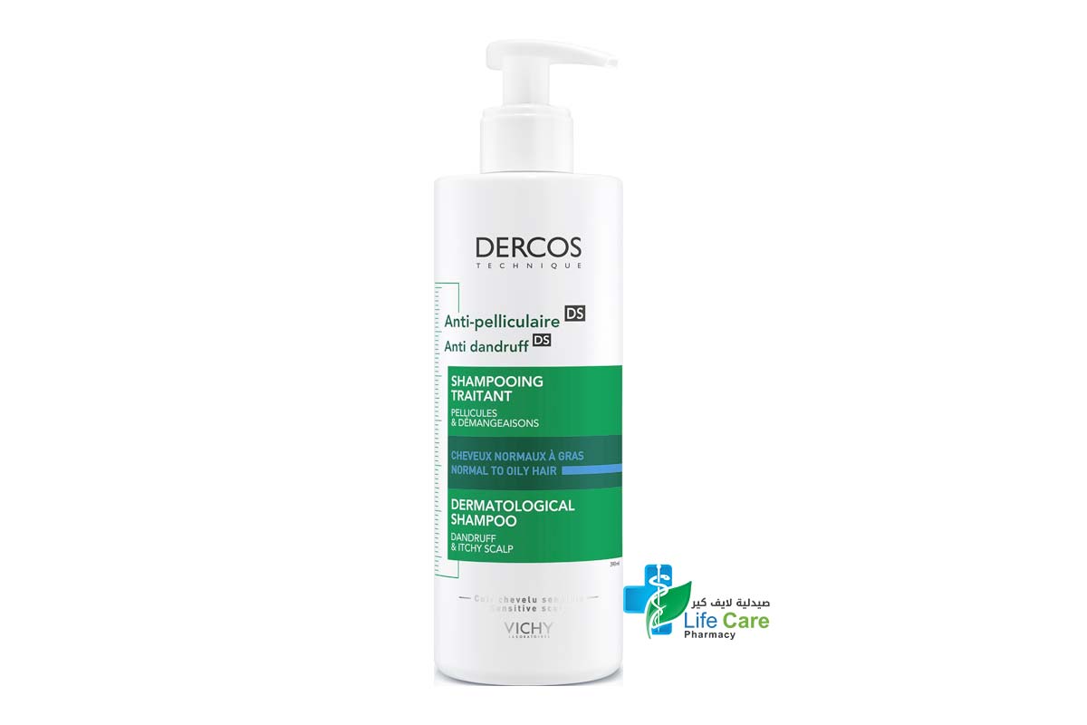VICHY DERCOS ANTI DANDRUFF DS FOR NORMAL TO OILY HAIR SHAMPOO 390 ML - Life Care Pharmacy