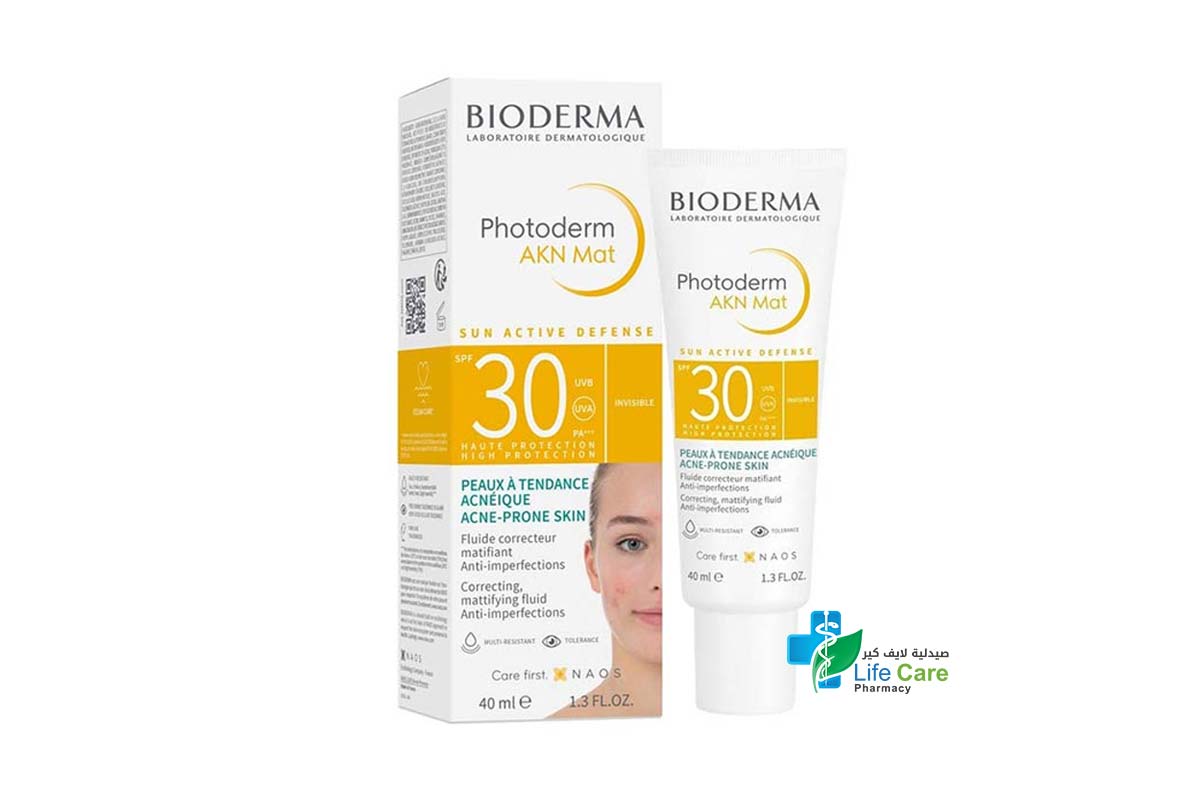 BIODERMA PHOTODERM AKN MAT SPF30 INVISIBLE 40ML - Life Care Pharmacy