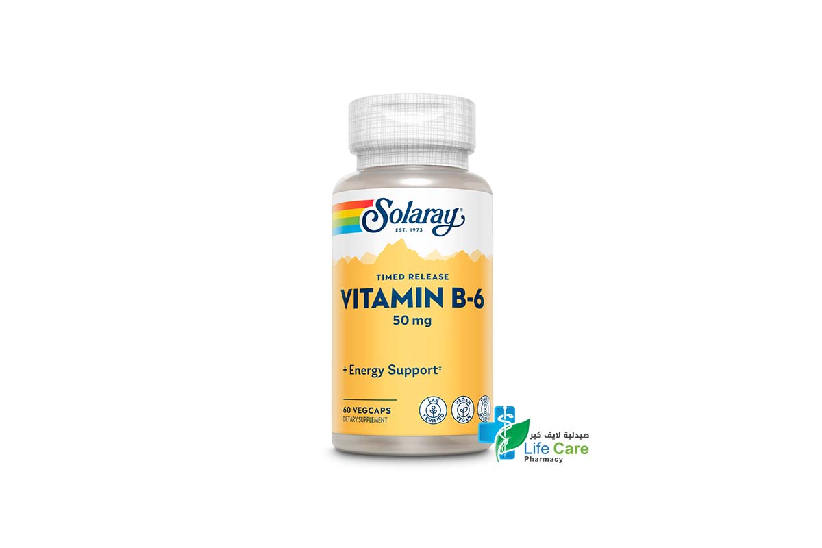 SOLARAY VITAMIN B 6 50MG 60 VEGCAPS - Life Care Pharmacy