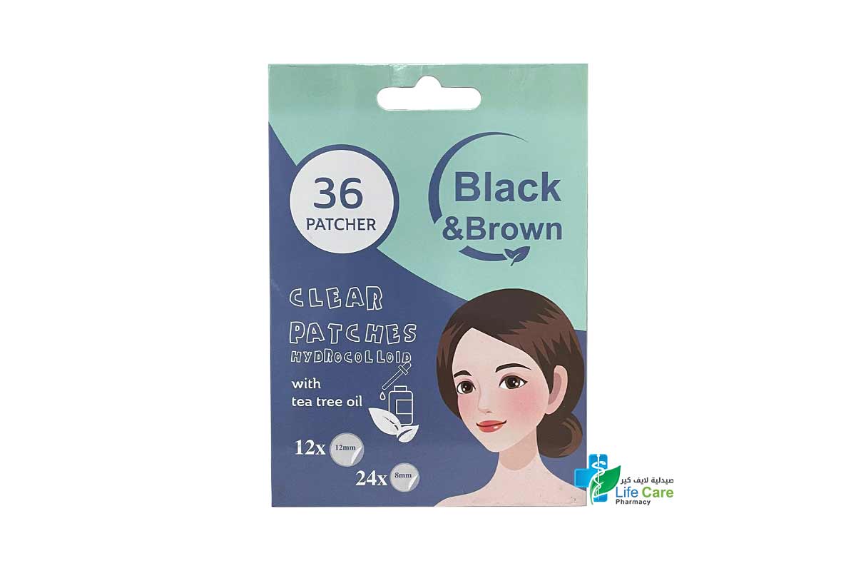 BLACK AND BROWN ACNE CLEAR WITH TEA TREE OIL 36 PATCHES - Life Care Pharmacy