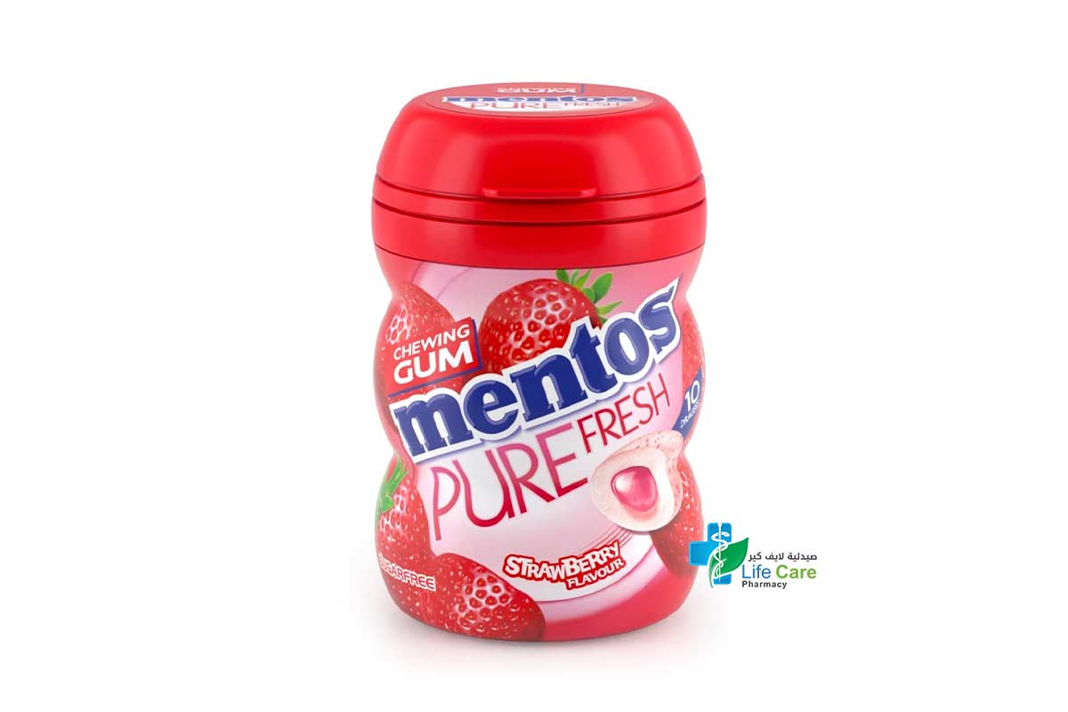 MENTOS PURE FRESH STRAWBERRY FLAVOUR CHEWING GUM 10 PCS - Life Care Pharmacy