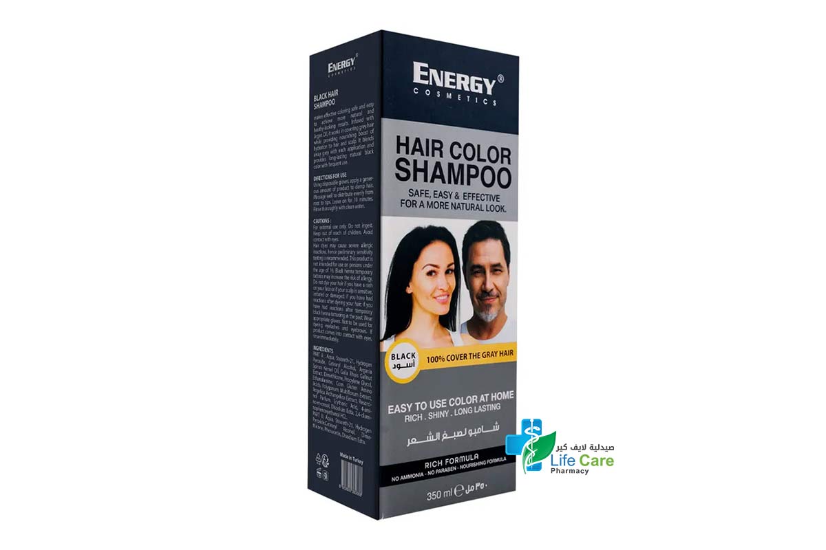 ENERGY HAIR COLOR BLACK SHAMPOO 350 ML - Life Care Pharmacy