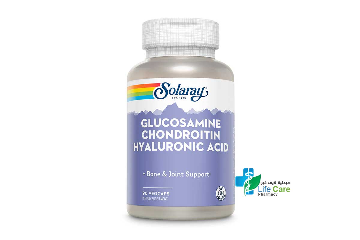 SOLARAY GLUCOSAMINE CHONDROITIN HYALURONIC ACID 90 VEGCAPS - Life Care Pharmacy