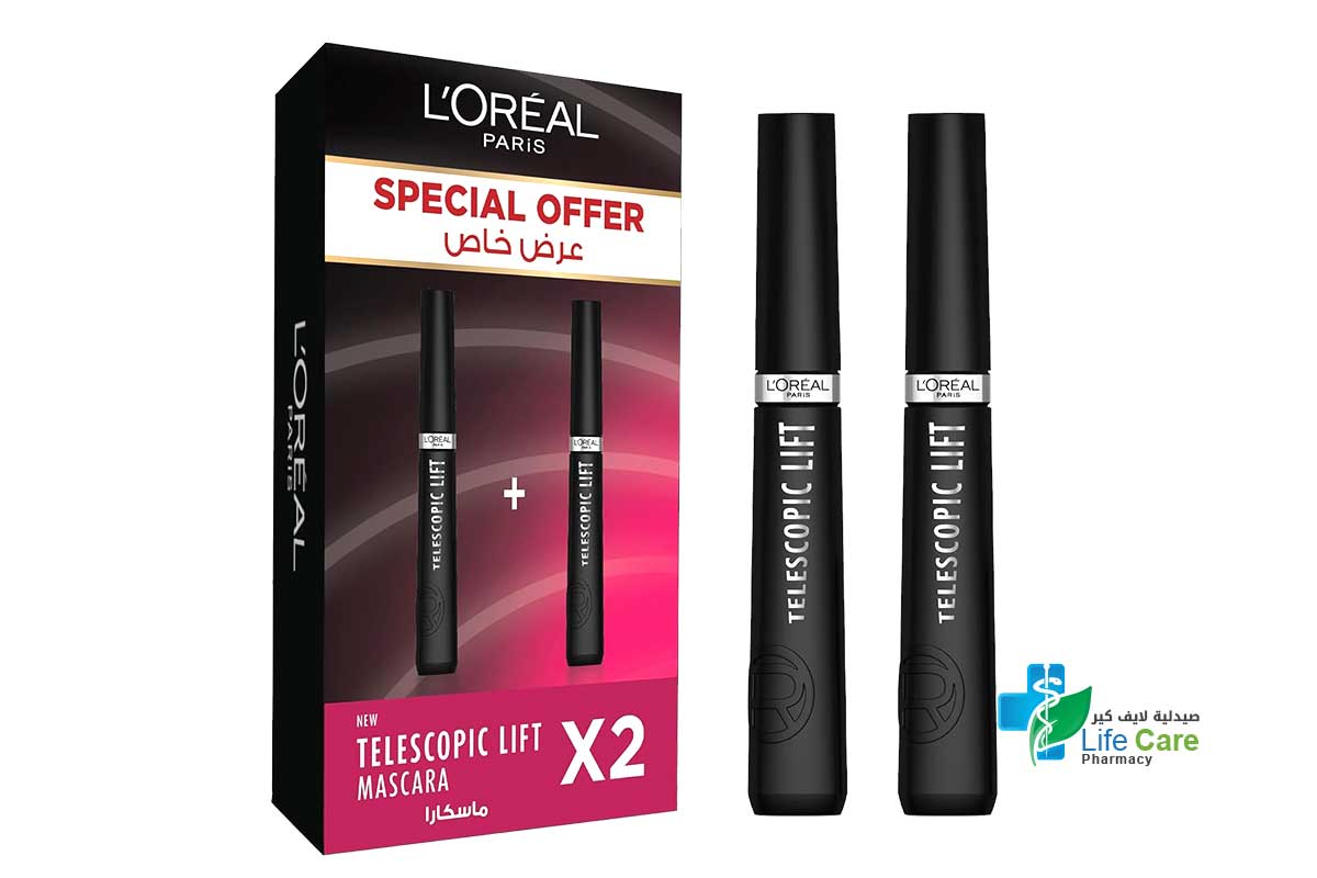 BOX LOREAL TELESCOPIC LIFE MASCARA 2 PCS - Life Care Pharmacy