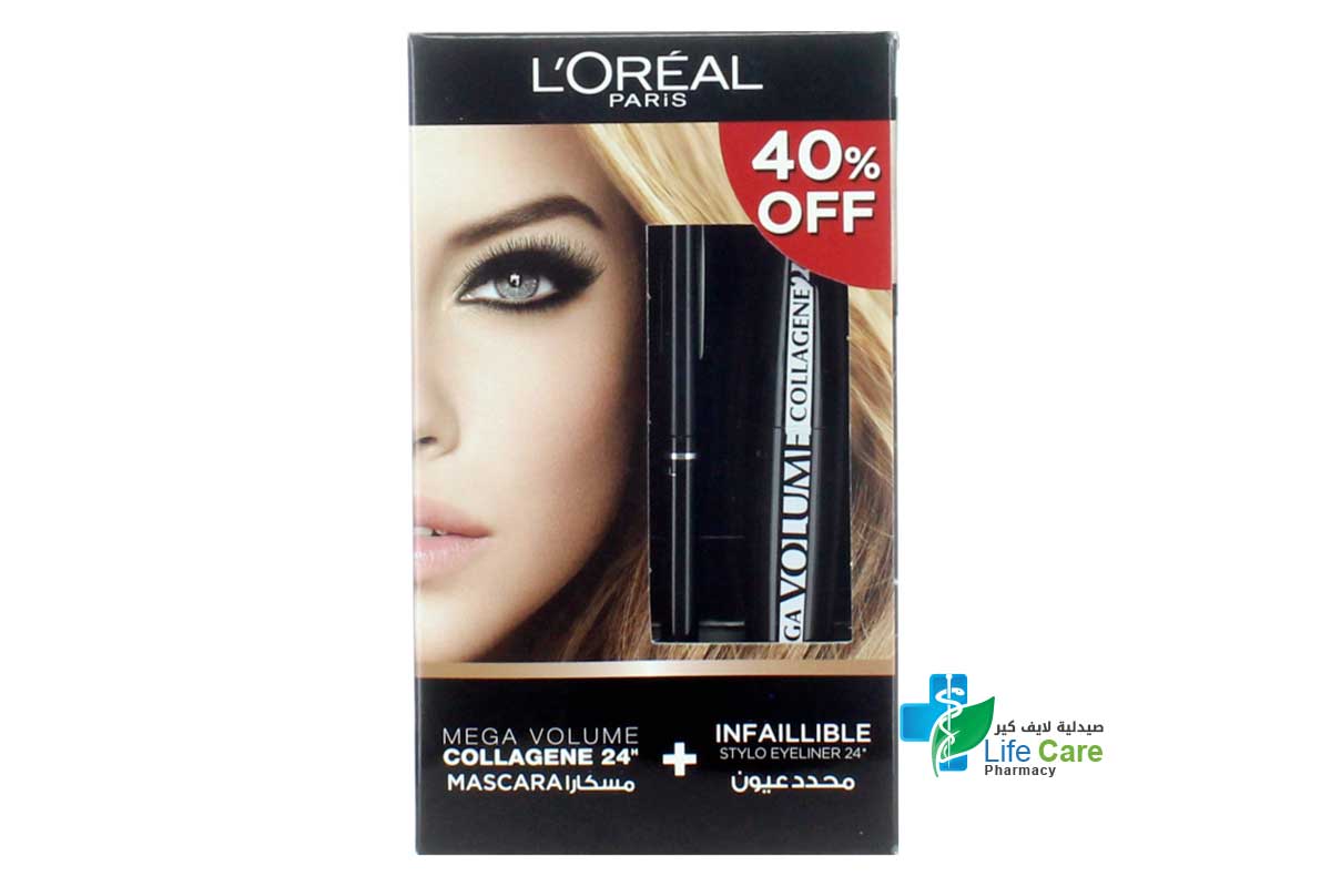 BOX LOREAL MEGA VOLUME COLLAGENE MASCARA PLUS EYELINER - Life Care Pharmacy