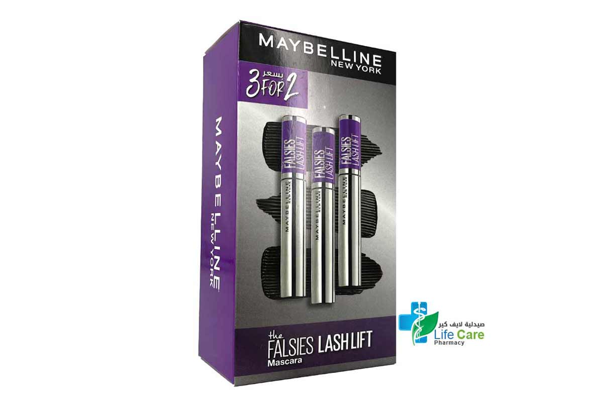 BOX MAYBELLINE THE FALSIES LASH LIFT BLACK MASCARA 2 PLUS 1 - Life Care Pharmacy