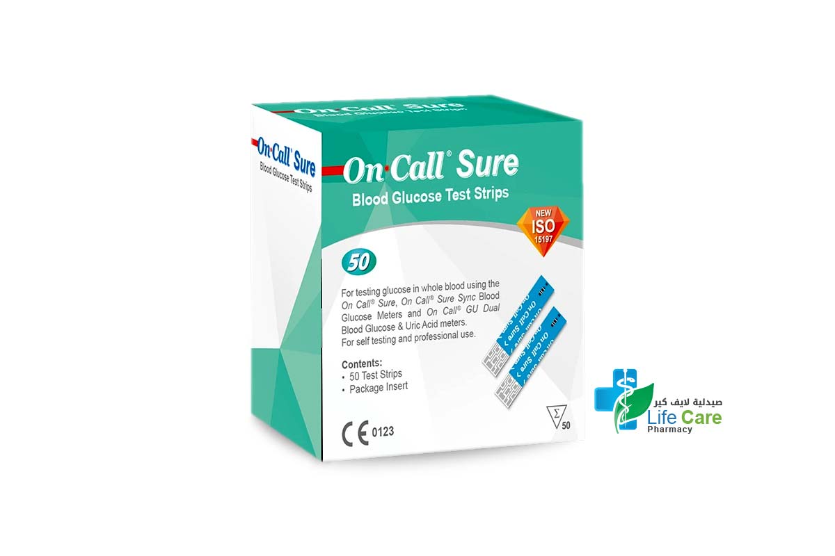 ON CALL SURE GLUCOSE TEST 50 STRIPS - Life Care Pharmacy