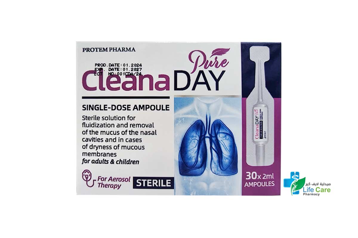 CLEANA DAY PURE SOLUTION 2ML 30 AMPOULES - Life Care Pharmacy