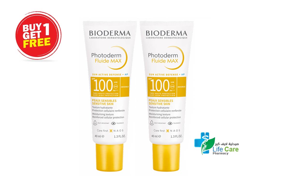 BOX BUY1GET1 BIODERMA PHOTODERM FLUIDE MAX SPF100 INVISIBLE 40 ML - Life Care Pharmacy