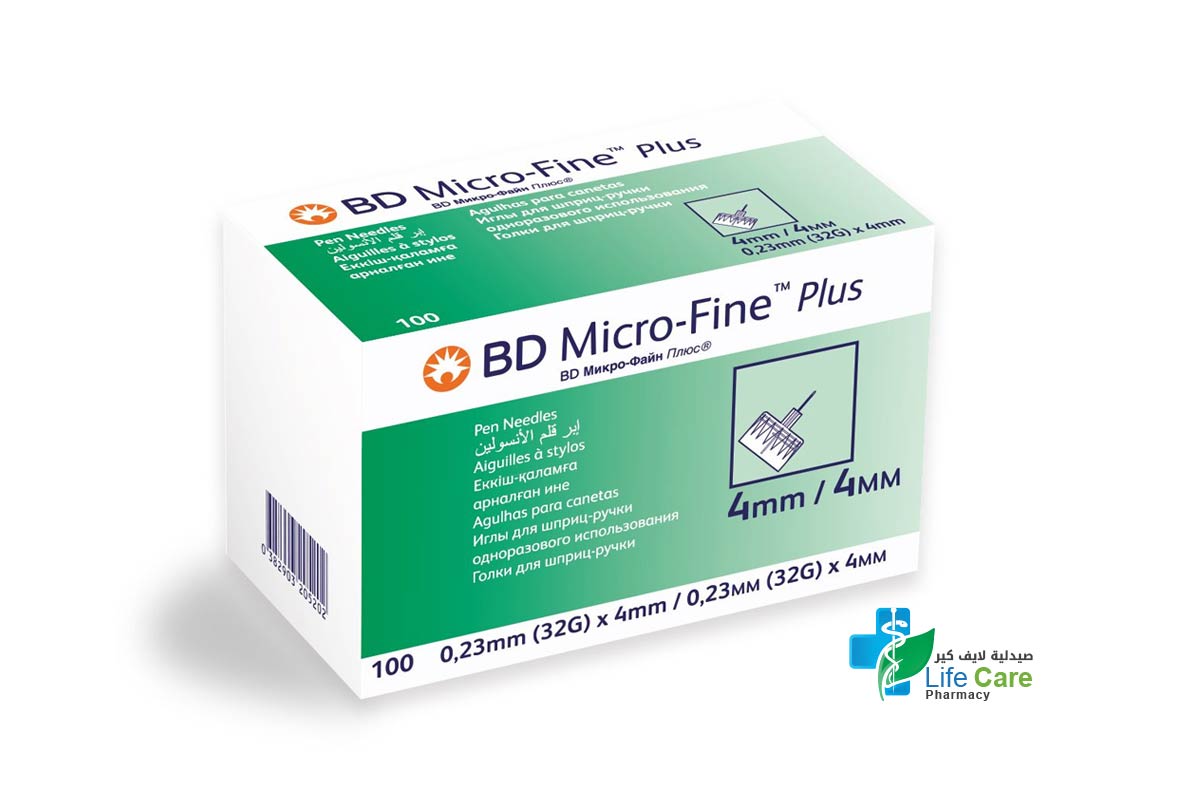 BD MICRO FINE PLUS 4MM 4MM 32G 100 PCS - Life Care Pharmacy