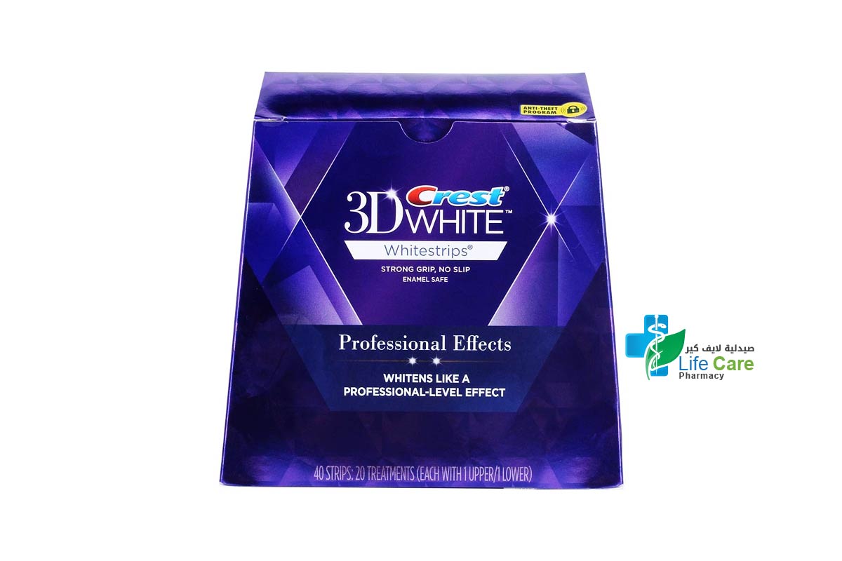 CREST 3D WHITESTRIPS  PROFESSIONAL EFFECTS 40 STRIPS 20 TREATMENTS - Life Care Pharmacy