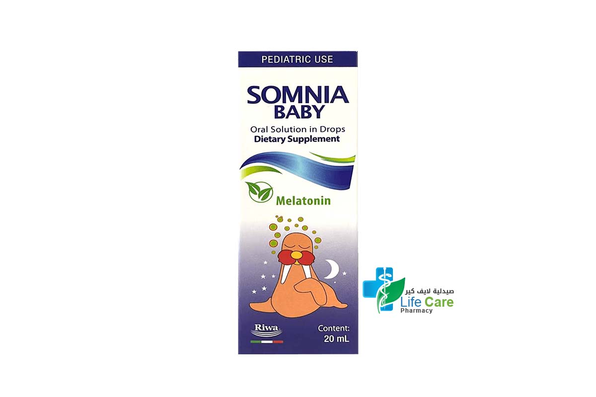 RIWA SOMNIA BABY ORAL SOLUTION MELATONIN  IN DROPS 20 ML - Life Care Pharmacy