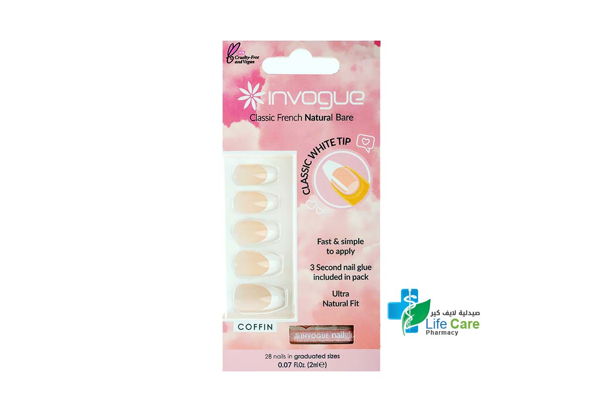 INVOGUE NATURAL BARE COFFIN 28 NAILS - Life Care Pharmacy