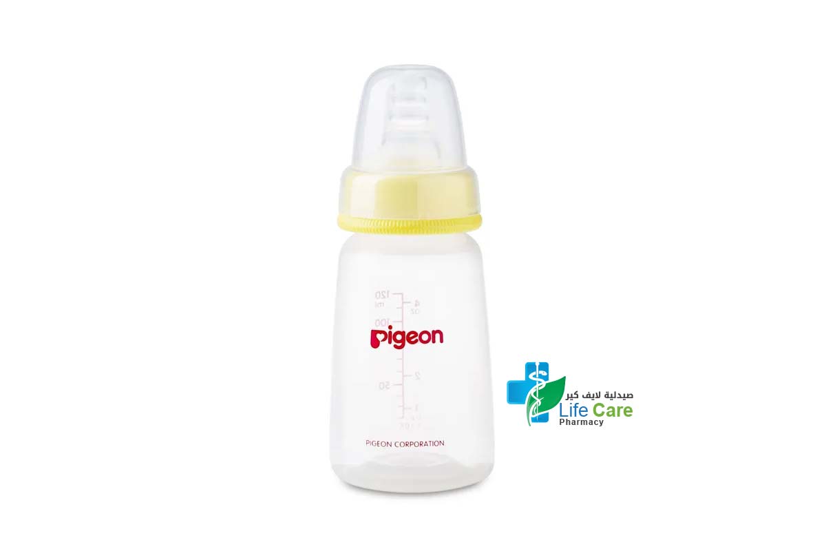 PIGEON FLEXIBLE PLASTIC FEEDING 0 PLUS MONTHS COLOR YELLOW 120 ML - Life Care Pharmacy