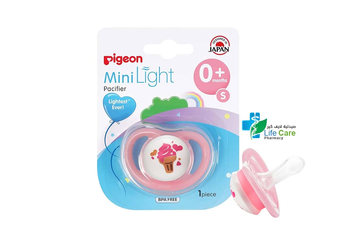 PIGEON PACIFIER MINI LIGHT 0 MONTHS PLUS PINK SMALL - Life Care Pharmacy